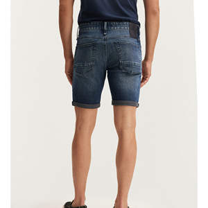 Cotton <b>Men's</b> Dark Aged <b>Slim</b> <b>Fit</b> <b>Shorts</b> Breathable Blue Denim Style <b>Short</b> Length Jeans Zipper Natural Pattern Design - Product Image 4