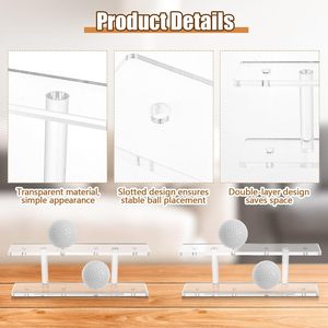 Lot de 2 présentoirs pour balles de golf en acrylique transparent | support à double couche pouvant contenir 8 balles chacune | étui de table pour balles de golf ou de ping-pong - Product Image 4