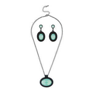 Urthn Classic Religious Statement <b>Necklace</b> Set Oxidised Resin Stone & Alloy Featuring Pearl & <b>Diamond</b> for Parties-1107104D - Product Image 1