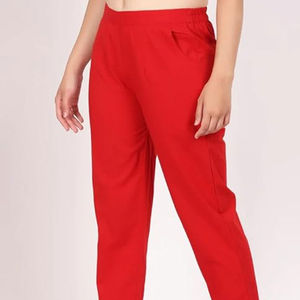 กางเกงผ้าแคนวาสสีล้วนสำหรับผู้หญิงผ้าแคนวาสเอวยางยืดสำหรับฤดูหนาวกางเกงลำลองออกแบบได้ตามต้องการมีสไตล์ - Product Image 2