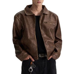 Haute qualité hommes hiver veste en cuir nouveau Style Street Wear col rabattu polaire matériel coupe-vent imperméable avant - Product Image 2