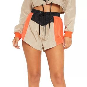 Wholesale Custom Women's <b>Short</b> Windbreaker Tracksuits Sets High Waist Color Block Fabric Logo <b>Decoration</b> Washed Technics - Product Image 6