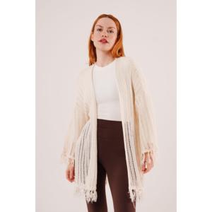Lustrin Women's Casual for Cardigan with Tassel Details and Perforated Knit Design Soft Breathable Standard Fit - Product Image 5
