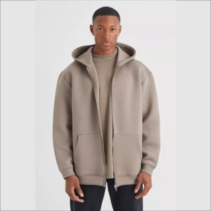 Sweats à capuche zippés de haute qualité, coupe courte, 80% coton, 20% polyester, épaules tombantes, poids lourd, broderie personnalisée, coupe ample - Product Image 2