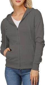 Sweat à capuche zippé personnalisé pour femme en polaire écologique, coupe ample unie, manches longues, poche kangourou, épaules tombantes, broderie - Product Image 6