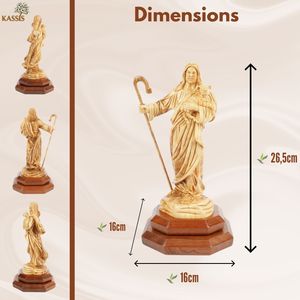 Escultura de Cordero del Buen Pastor Tallada a Mano en Madera de Olivo de 26.5 cm, Figura Religiosa Cristiana Hecha a Mano, Arte Decorativo de Belén - Product Image 5