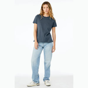 100% Airlume Combed and Ring Spun Cotton 32 Single 4.2 oz Vintage <b>Navy</b> Womens Relaxed Jersey Short Sleeve T-Shirt - Product Image 4