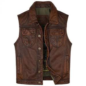 Gilet en cuir véritable vintage classique: une durabilité de base de mode classique élégance élégante intemporelle mode mat brillant - Product Image 1
