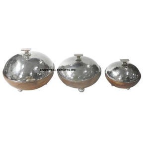 <b>Set</b> of Three Mother Of Pearl Hotpot Best Quality Handmade Designer Casserole Classic Stylish New Metal Food Warmer - Product Image 6