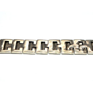 Braccialetto con chiave in argento Sterling 925 Taxco fatto a mano e gioielli a maglie pesanti - Product Image 2
