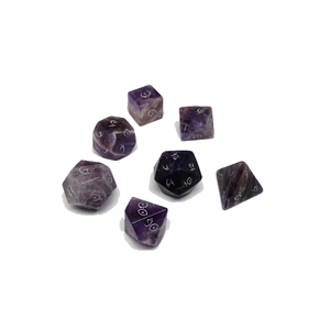 Dados de piedra de amatista natural, juegos de dados personalizados de piedras naturales grabadas - Product Image 6