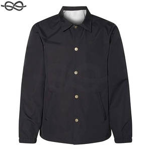 Chaqueta cortavientos resistente al agua para hombre, ropa de abrigo atlética ligera, cierre de botón a presión ajustable, bolsillos delanteros - Product Image 1