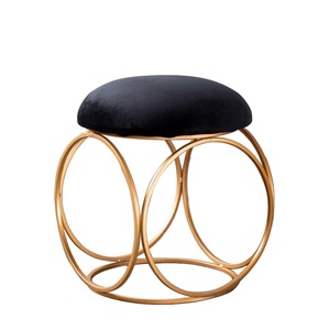 Asiento de terciopelo cómodo de estilo único, taburete de metal con acabado antiguo negro para cafetería y bar, uso regular, acabado brillante - Product Image 2