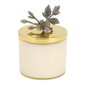 Tarro de vela de cristal con tapa de hoja con 3 mechas, vela de cera perfumada de lujo para decoración del hogar, regalo de aromaterapia, acento plateado inspirado en la naturaleza - Product Image 3