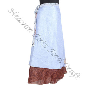 Nueva falda envolvente mágica de seda Vintage, vestido Maxi a la moda para mujer, faldas envolventes Sari de seda Reversible de dos capas, magia gitana India - Product Image 6