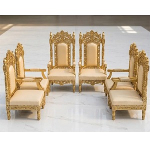 Chaises Vedi à assise basse pour mandaps de mariage, chaises de mariage élégantes en bois, ensemble de chaises en bois élégantes pour mandap de mariage - Product Image 3