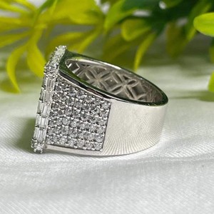 Anillo de diamante de moissanita de plata 925 personalizable, corte esmeralda para fiesta de boda, anillos finos de estilo Hip Hop para mujer - Product Image 6