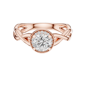 Bague de fiançailles pour femme avec halo de diamants de laboratoire ronds de 0,79 CT, VVS-VS EF CVD, or 18 carats, 14 carats, 10 carats et argent 925, rose - Product Image 1