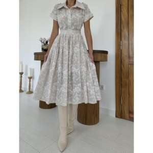 Conjunto de Camisa y Falda de Chifón Beige al por Mayor - Product Image 2