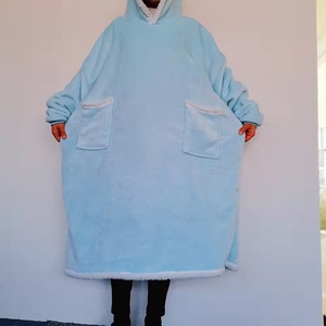 Sweat à capuche surdimensionné en flanelle longue pour femmes et hommes, sweat-shirt d'hiver, techniques de tissage matelassé, manches - Product Image 4