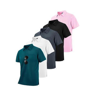 Chemises polo pour hommes à manches longues personnalisables pour le printemps/été, tissu jersey respirant avec motif uni à col montant - Product Image 5