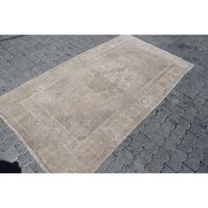 Alfombra vintage, alfombra turca de 5.6x7.2 pies, alfombra de lana con diseño de plantas y árboles en tonos gris verdoso. - Product Image 3