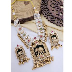 Royal Finish Kundan <b>Pearl</b> Pendant <b>Necklace</b> <b>Earring</b> <b>Set</b> Traditional Wedding Jewelry with Amazing Quality <b>Set</b> For Wedding - Product Image 1