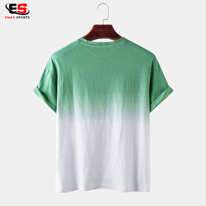 Camiseta Casual de Cuello Redondo para Hombre, Manga Corta, Color Degradado, Teñido Liso, 100% Algodón, Transpirable y Ecológica - Product Image 2