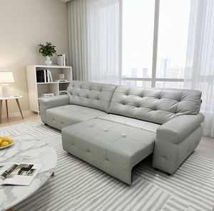 Thick Litchi Grain Eco-Leather <b>Sofa</b>, Skin‑Friendly Fabric, Oversized Extra‑Long Armrests, <b>Waterproof</b> & Stain‑Resistant - Product Image 2