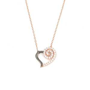 925 Sterling <b>Silver</b> Spiral Heart Necklace with White Zircon Diamond Platinum Bezel Setting Rhodium Plated <b>Box</b> <b>Chain</b> Trendy Style - Product Image 5
