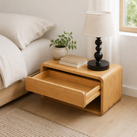 Table de chevet OEM en bambou avec tiroir et étagère ouverte, meuble de rangement pour chambre à coucher et chambre d'amis