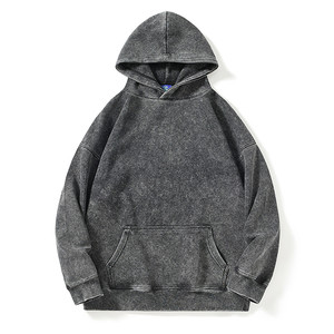 Sudadera con Capucha de Mezclilla Lavada Estilo Vintage para Hombre, Cómoda y Elegante, con Bolsillo y Estampado Personalizado, 100% Algodón, para Otoño - Disponible en Tallas Grandes - Product Image 2