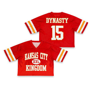 New Factory Manufacture Custom Fans American Football Jersey Mesh Fully Sublimation Boxy Fit Shirt Oversized <b>Cropped</b> Jersey - Product Image 5