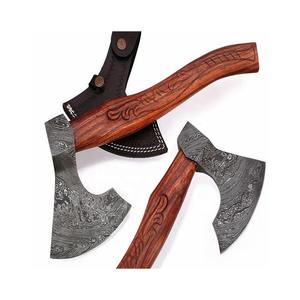 Cabeza de hacha de acero de Damasco de grado industrial con mango de madera grabado a mano, servicio OEM/ODM de calidad superior personalizado al por mayor - Product Image 1