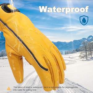 Gants de travail en cuir de vachette, gants de travail isolés thermiquement avec paume en cuir renforcé avec poignet réglable - Product Image 5