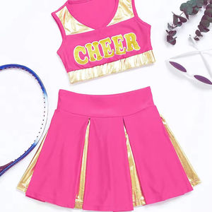 Fournisseur d'usine, vente en gros d'uniformes de cheerleading, nouveau style, logo personnalisé, 100% polyester, ensemble de vêtements de cheerleading élastiques - Product Image 3