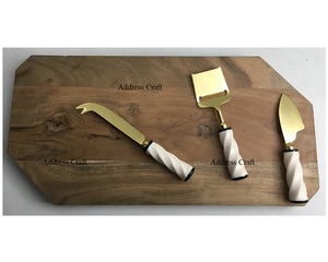 Tabla de cortar de madera de Acacia ecológica, juego de queso, esparcidor de mantequilla, rebanador, ágata, piedra, queso, juego de tabla de cortar - Product Image 4