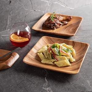 Plateau de service en bois d'acacia de luxe, écologique, moderne, carré, facile à nettoyer, fournisseur en gros d'articles de cuisine - Product Image 2