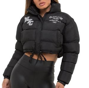 Women's <b>Crop</b> Top <b>Puffer</b> <b>Jacket</b> Embroidered Customizable Cold Weather Ready On-Trend Design Full Personalization Options Cotton - Product Image 2