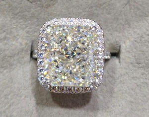 Fully <b>White</b> <b>Cushion</b> Cut Moissanite Diamond Ring Beautiful Sterling Silver Ring Customized Jewelry Best Gift for Men & Women - Product Image 3