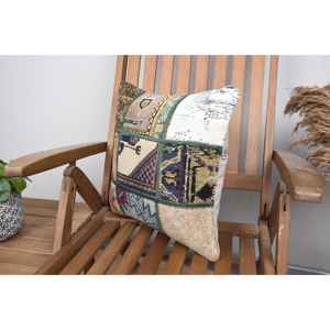 Luxury 16x16 Inch Beige Kilim Patchwork Wool Pillow Vintage <b>Fluffy</b> Woven Throw Pillow for <b>Bedding</b> Sofa Portable Rustic Feature - Product Image 3