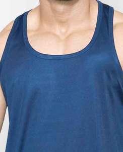 Venta al por mayor de camisetas sin mangas de algodón 100% transpirables informales para hombre de color <span class=keywords><strong>azul</strong></span> vaquero cómodo con diseño de logotipo personalizado OEM - Product Image 5