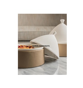 DESIGN UNIQUE ARTISANAT EN MÉTAL AVEC PLATEAU DE SERVICE EN CUIR PU POUR L'AÏD RAMADAN CADEAU Ustensiles de cuisine VAISSELLE PLATS DE SERVICE GOLFE - Product Image 3