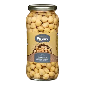 최고 품질의 병아리 완두콩 맥박 건강한 콩류를 먹을 준비 스페인에서 만든 슈퍼마켓과 Horeca를 위해 항아리에 병아리 콩 요리