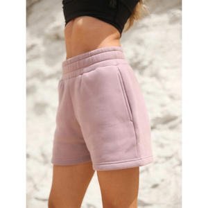 Custom Wholesale <b>Women</b> Mauve Sweat <b>Shorts</b> High Waist Cotton Fleece Lounge <b>Shorts</b> for <b>women</b> OEM Manufacturer - Product Image 6
