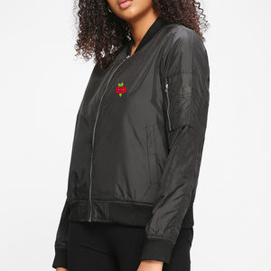 Blouson d'aviateur respirant pour femmes imprimé de conception personnalisée col montant fermeture à glissière avant sublimé en satin blouson d'aviateur prix bon marché - Product Image 5