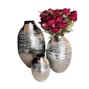 Premium Quality Luxury Blue Color and Nickel Plated Living Modern Home Decor <b>Vase</b> Silver Luxury <b>Vase</b> <b>Set</b> of <b>3</b> - Product Image 6