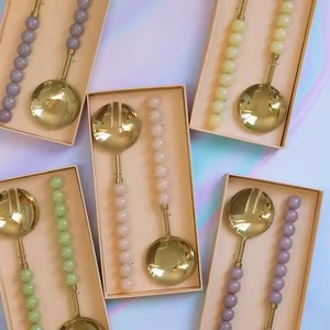 Servidor de ensalada de latón dorado con estilo, herramientas de mezcla, cubiertos hechos a mano, ramita de Metal de latón, mango de diseño, servidor de ensalada de aspecto real - Product Image 5