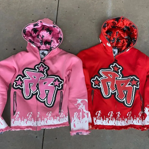 เสื้อฮู้ดผู้ชายทรงโอเวอร์ไซส์ผ้าคอตตอน100% สุดหรูปักตามสั่ง - Product Image 3