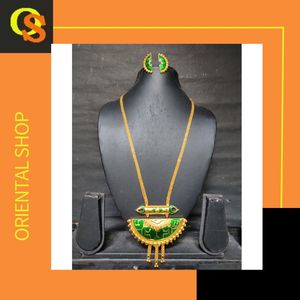 Venta caliente Collar chapado en oro de 22 quilates con piedra natural y conjunto de anillos de pendientes con conjunto de joyas de estilo de lujo para la venta - Product Image 5